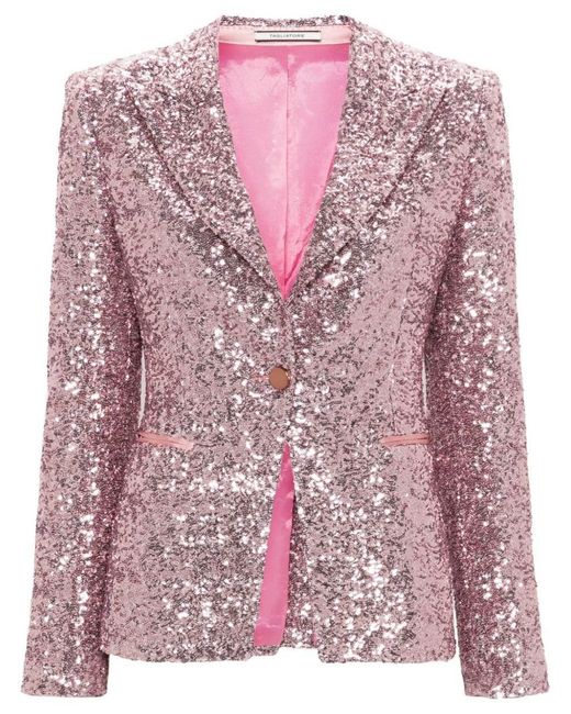 Tagliatore Pink Sequined Single-breasted Jacket