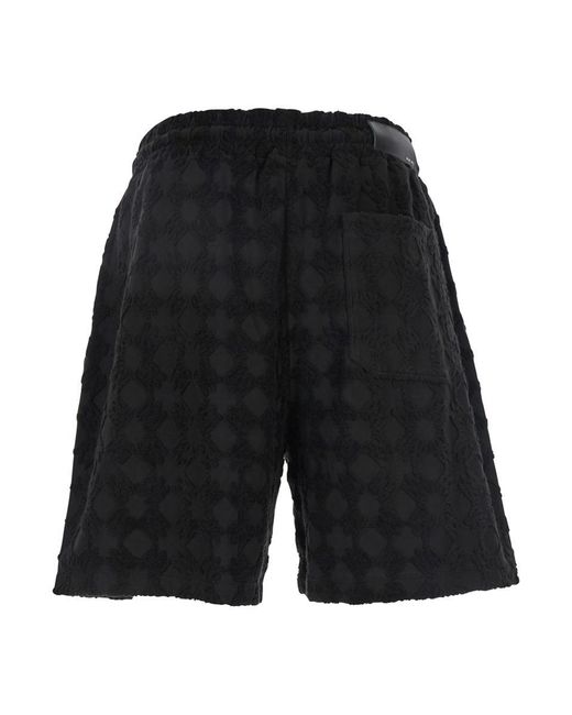 Amiri Black Bermuda Shorts With All-Over Ma Quads Motif And Embroidered Logo On The Front for men