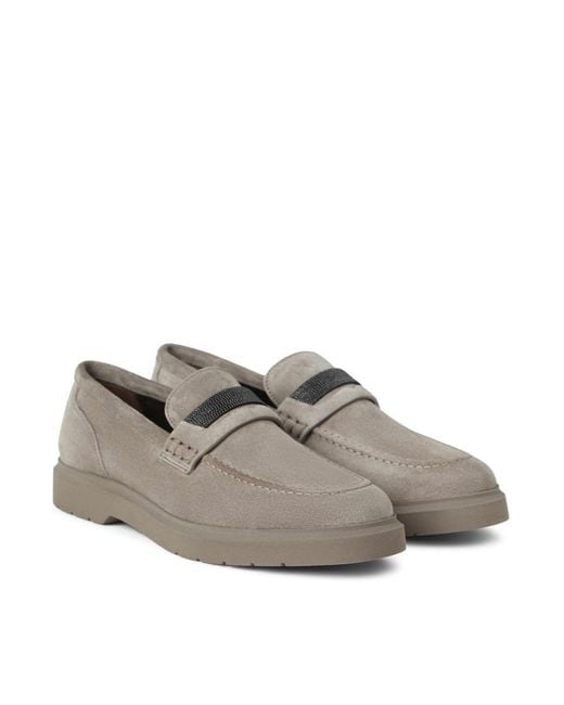Brunello Cucinelli Gray Penny Loafers