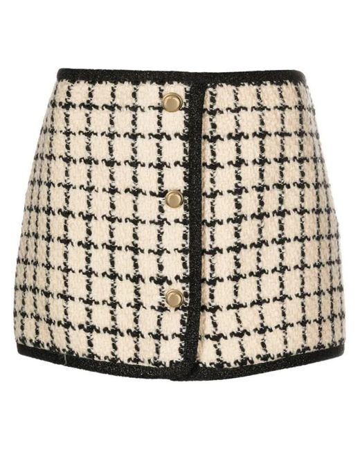 Miu Miu Black Neutral Checked Tweed Mini Skirt