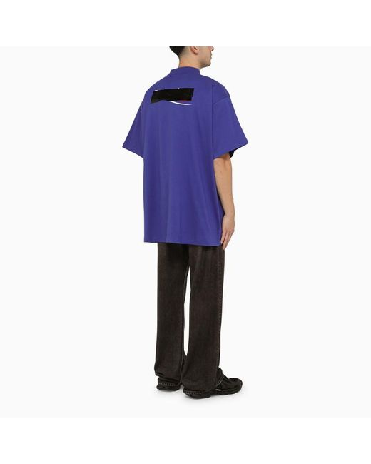 Balenciaga Purple Indigo Cotton Oversize T Shirt for men