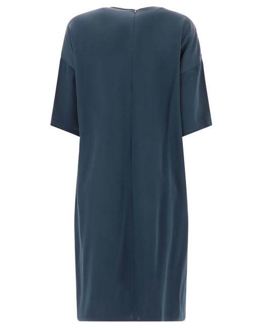 Max Mara Blue "terra" Satin T-shirt Dress