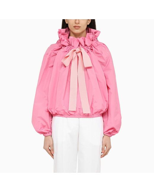 Patou Red Shirt With Pink Balloon Sleeves