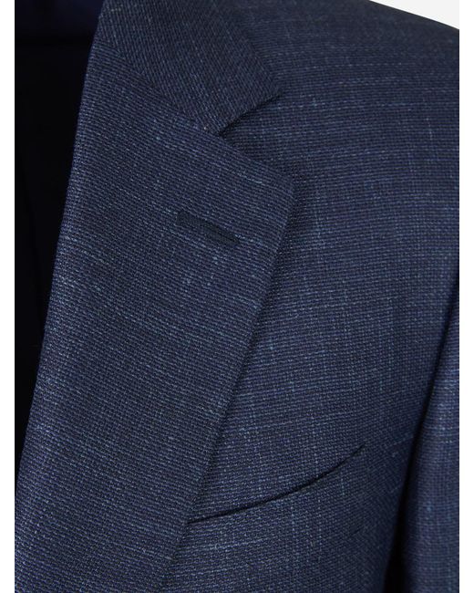 Canali Blue Wool Textured Blazer for men