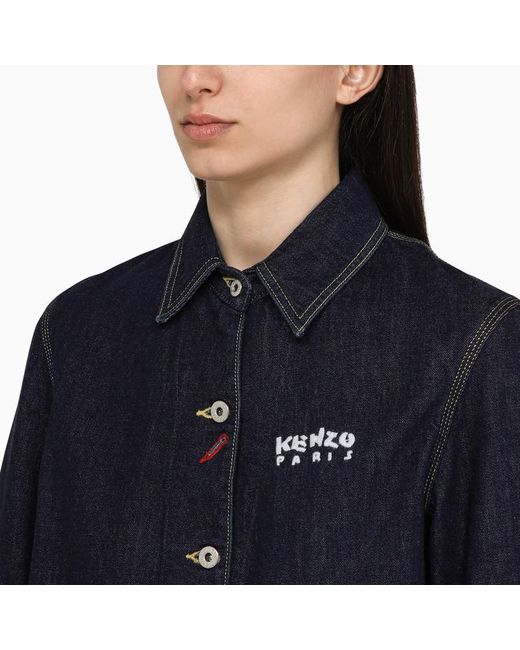 KENZO Blue Denim Shirt Jacket With Logo