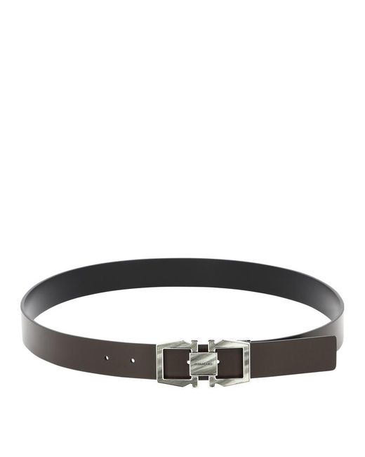 Ferragamo Black "Gancini" Adjustable And Reversible Belt for men