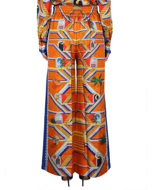 パンツ Casablanca ESCALIER PRINT PANTS CASABLANCA Escalier Print Pants in Orange | Lyst