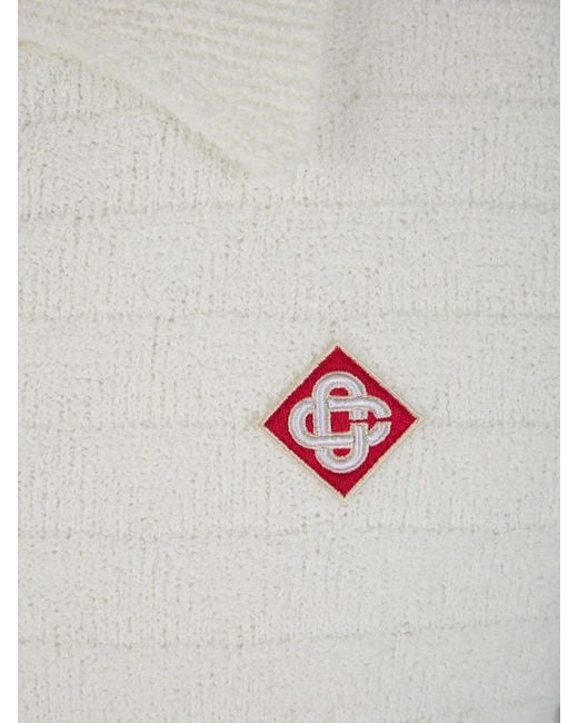 Casablancabrand White Logo Knit Polo for men