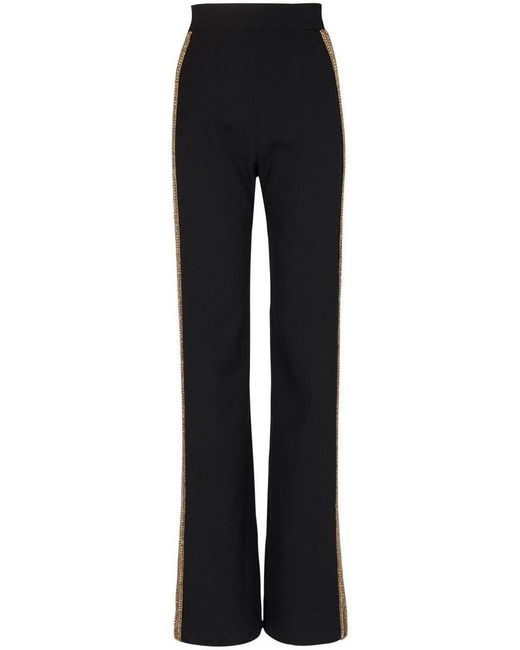 Balmain Black Sequin-embellished Wide-leg Trousers