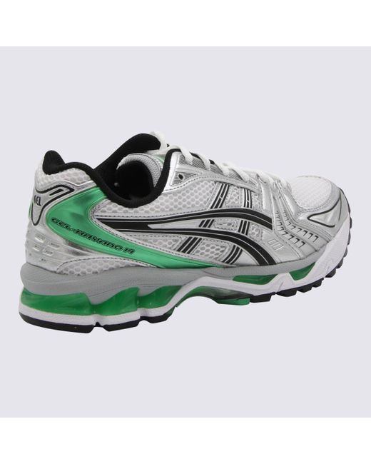 Asics Gray White And Green Gel-kayano Sneakers