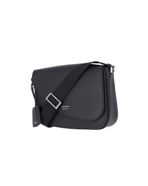 Ferragamo Black Medium Crossbody Bag Fiamma for men