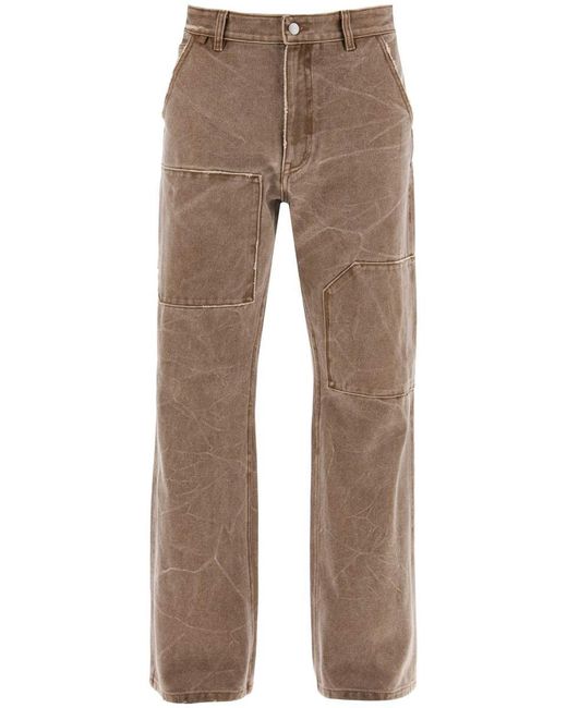 Acne Brown Canvas Pants With Patches