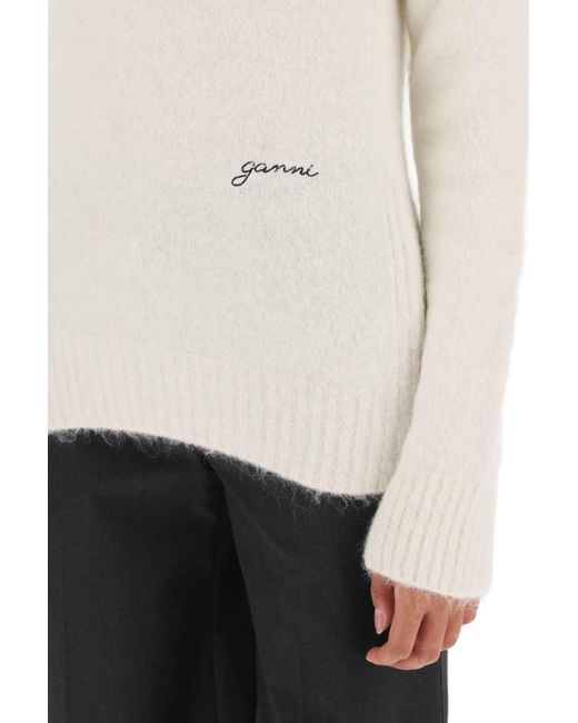 Ganni Natural Brushed Alpaca And Wool Sweater