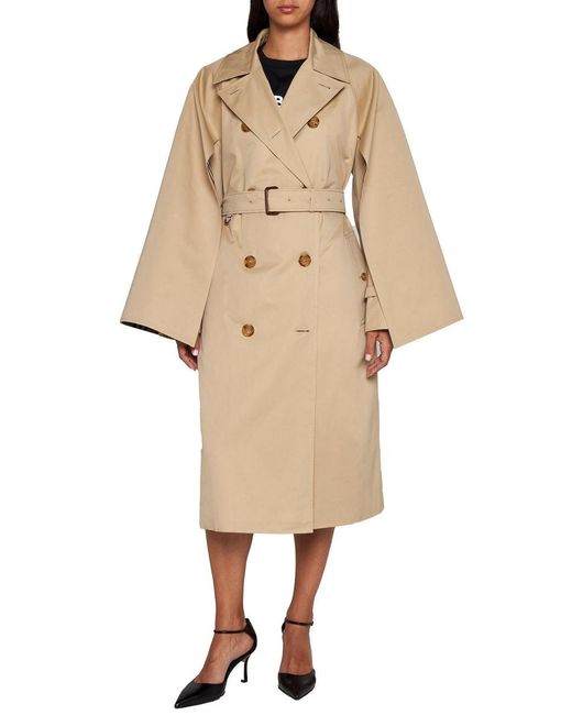 Burberry Natural Trench Coat With Cape Lined Sleeves