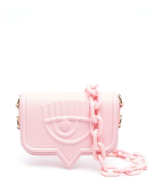 Chiara Ferragni Pink Eyelike Logo-embossed Shoulder Bag