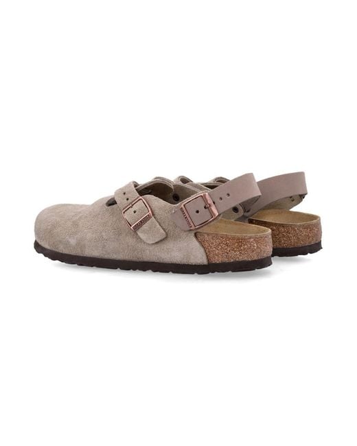 Birkenstock Brown Tokio Nubuck Leather Mules With Strap