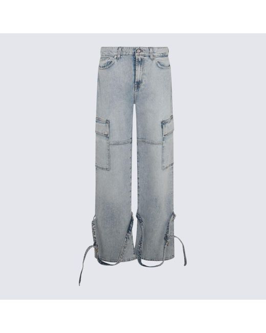 7 For All Mankind Gray Light Blue Cotton Jeans