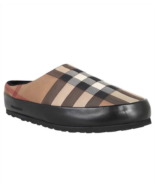 Burberry Brown Check Fabric Slippers for men