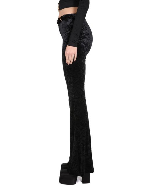 Versace Black Velvet Flared Pants