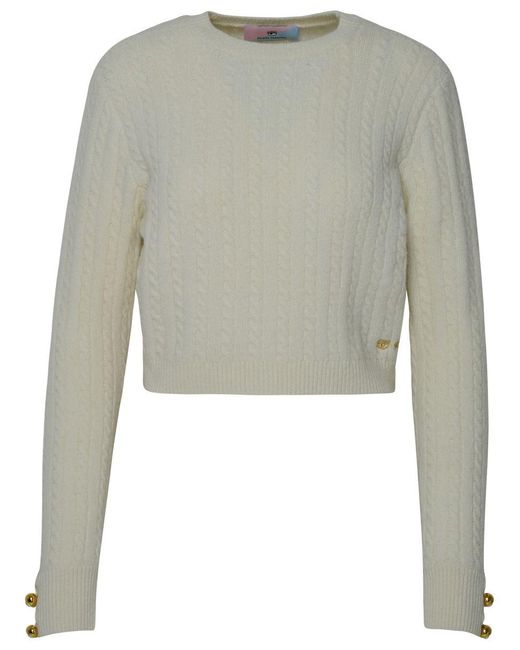 Chiara Ferragni Gray Ivory Wool Blend Sweater