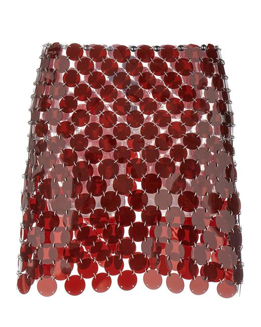 Rabanne Red Plastic Sequin Skirt