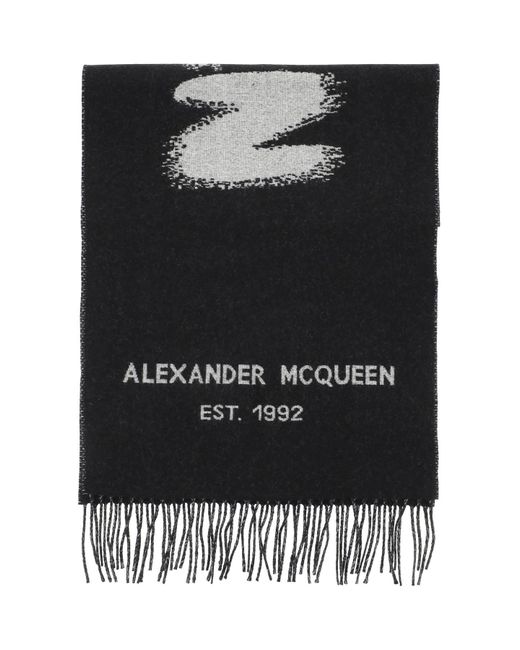 Alexander McQueen 'mcqueen Graffiti' Wool Scarf in Black | Lyst