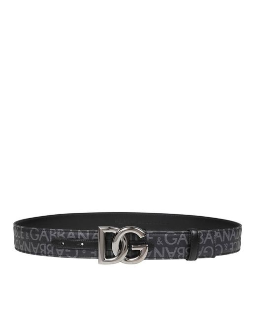 Dolce & Gabbana White Jacquard Fabric Belt With Logo for men