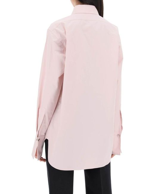 Jil Sander Pink Pleated Bib Shirt With