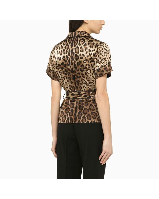 Dolce & Gabbana Black Dolce&Gabbana Leopard Print Shirt