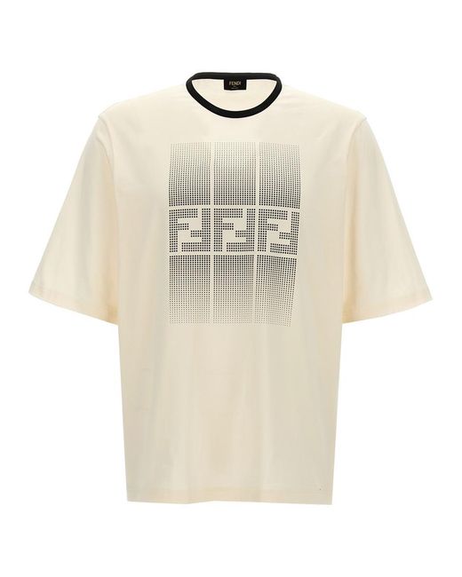 Fendi White 'Gradient Ff' Logo T-Shirt for men