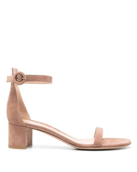 Gianvito Rossi Pink Elegant Ankle Strap Block Heel Sandals