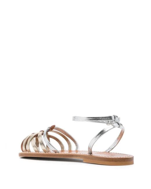 K. Jacques White Cyrenia Two-tone Metallic Sandals Shoes