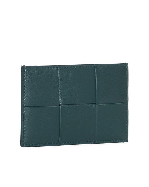 Bottega Veneta Blue Intreccio Nappa Leather Card Holder