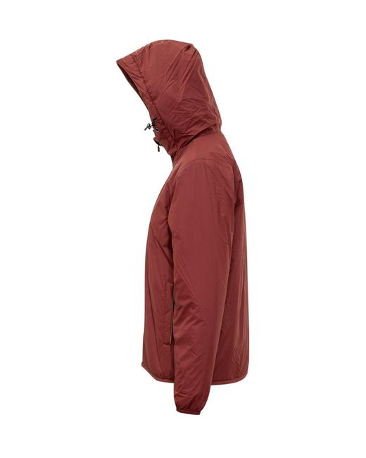 K-Way Red Hooded Jacket With Sherpa Interior for men