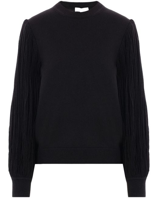 Alaïa Black Merino Wool Fringed Jumper