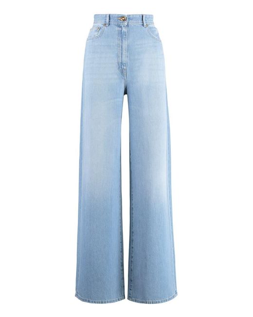 Versace Blue High-waist Wide-leg Jeans