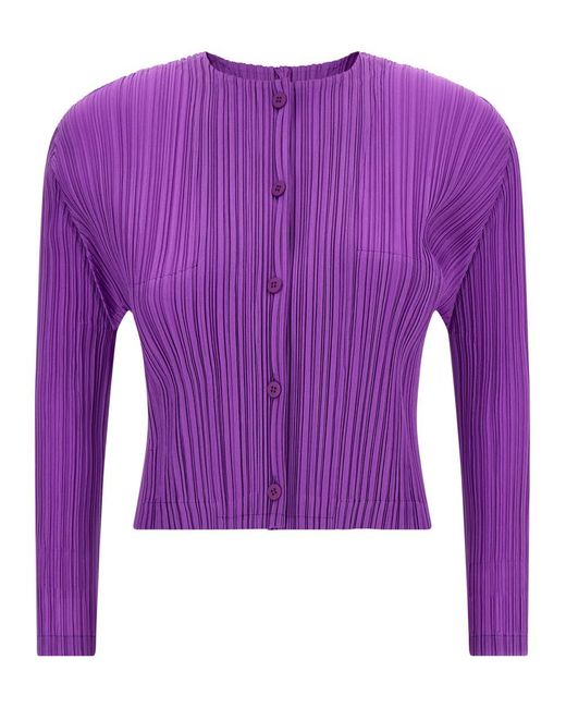 Pleats Please Issey Miyake Purple 'Monthly Colors: August' Cardigan