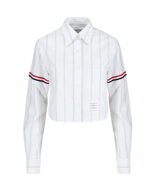 Thom Browne White Oxford Crop Shirt
