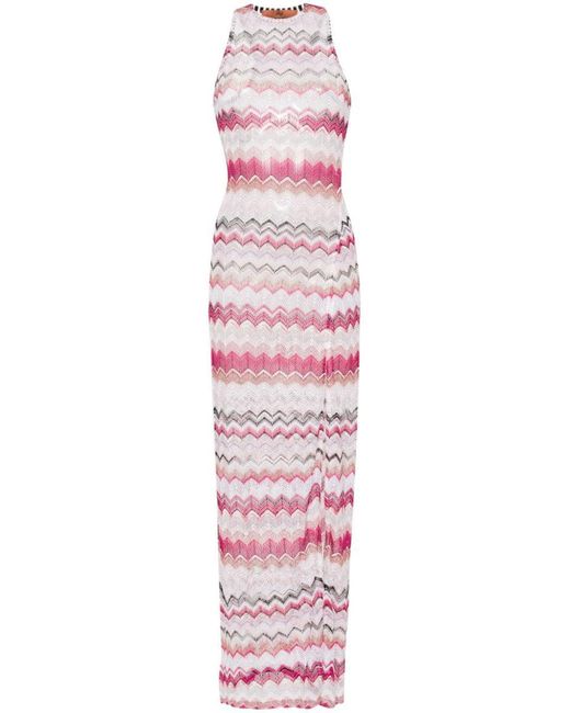 Missoni Pink Zigzag Pattern Long Cover Up