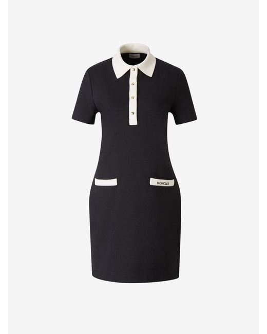 Moncler Black Polo Piqué Mini Dress