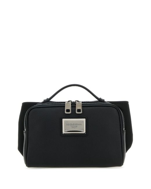 Dolce & Gabbana Black Leather And Nylon Belt Bag for men