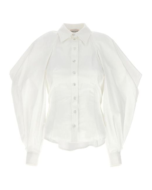 Alexander McQueen White Cut Out Shirt On Shoulders Shirt, Blouse