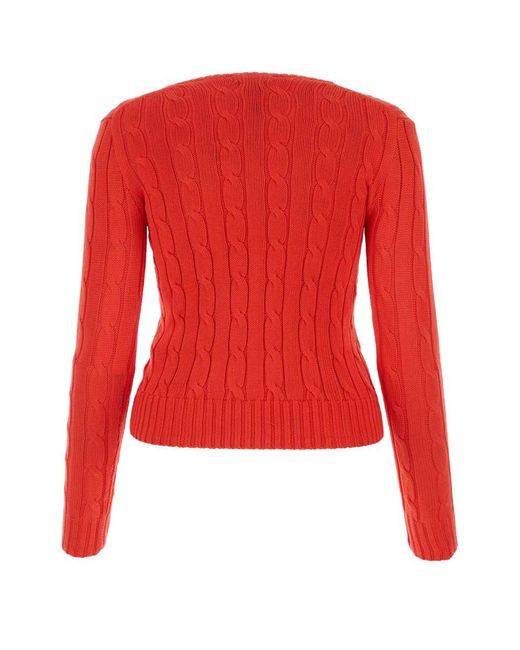Polo Ralph Lauren Julianna Logo-embroidered Cable-knit Wool And Cashmere-blend Jumper