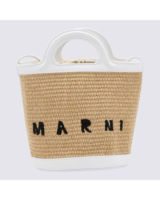 Marni Metallic Leather And Raffia Tropicalia Handle Bag