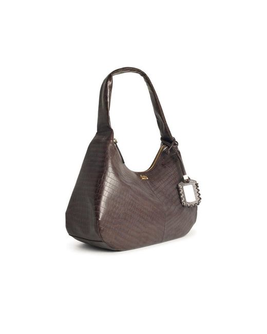 Ganni Brown 'Bou Croco Xxl' Recycled Leather Blend Bag