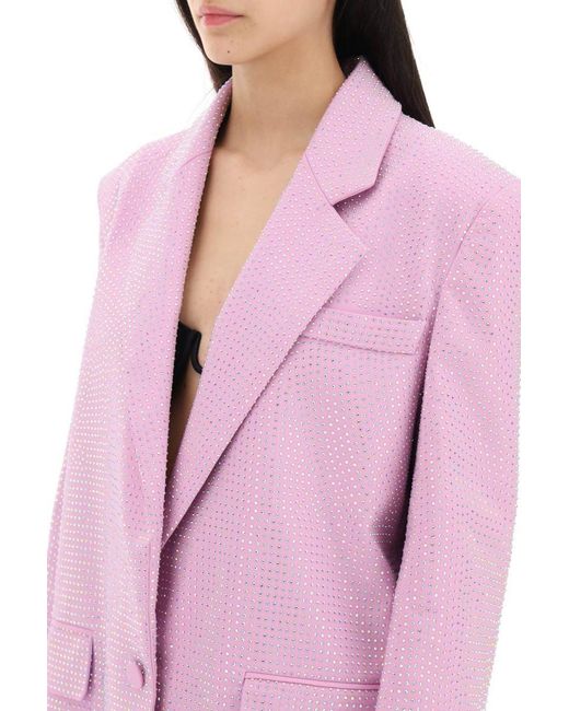 GIUSEPPE DI MORABITO Pink Stretch Cotton Jacket With Crystals