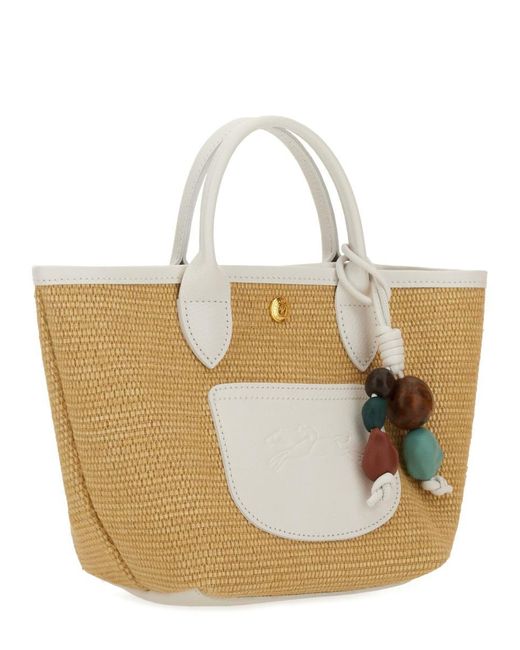 Longchamp White "le Pliage Collection Xs" Basket Bag