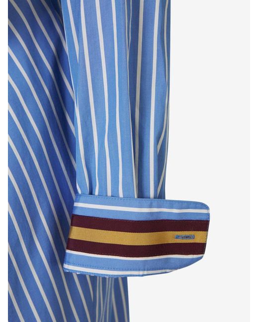 Dries Van Noten Blue Striped Midi Dress