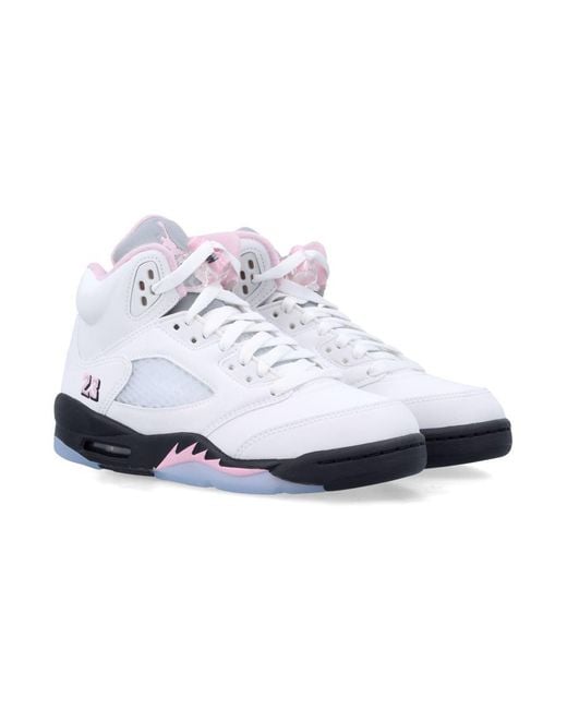 Nike White Nike Air Jordan 5 Retro Sneakers