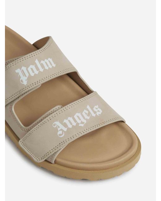 Palm Angels White Logo Nubuck Sandals for men